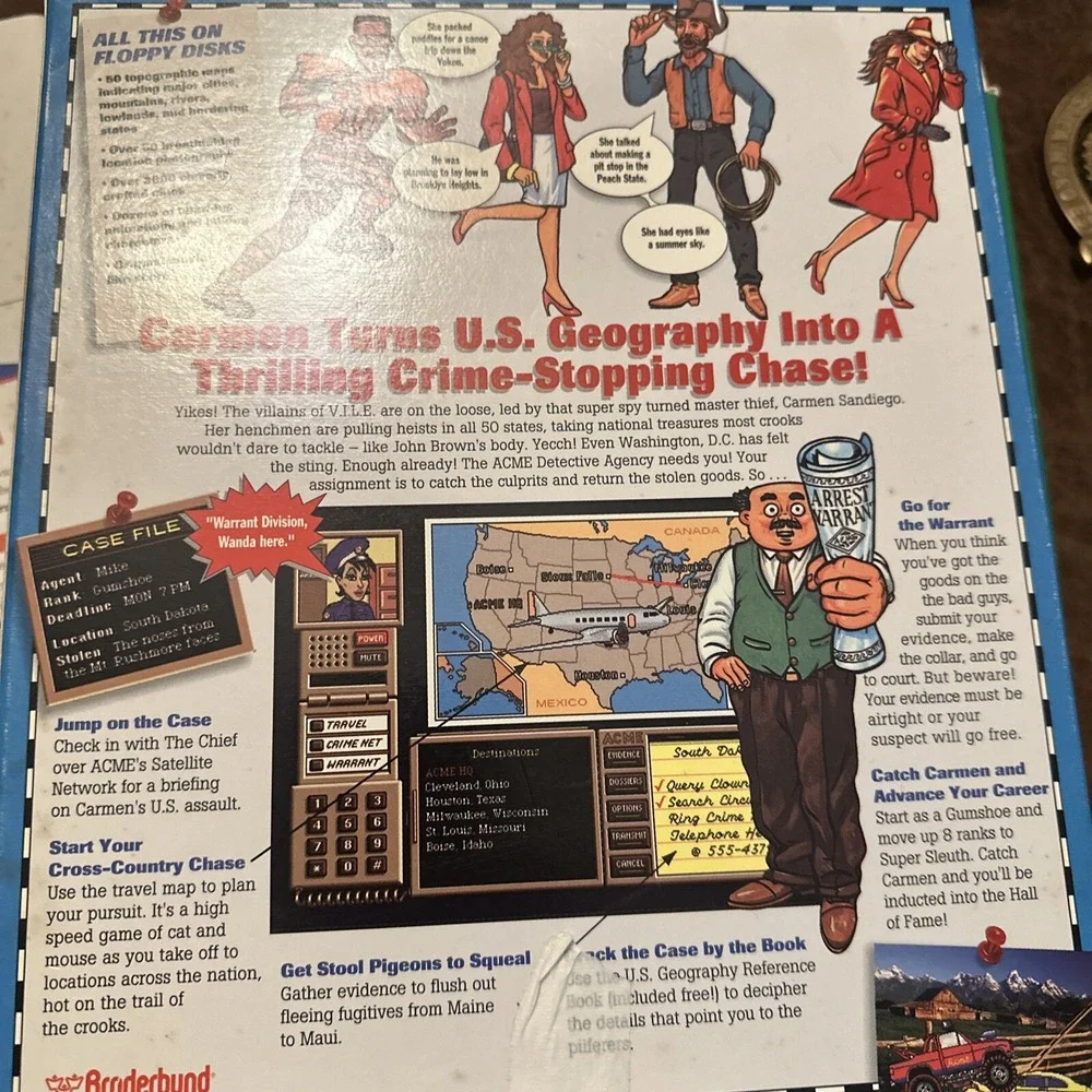 Vintage MacSoftware,Where In The World Is Carmen Sandiego,Where In USA 93 Bigbox